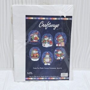 Craftways Frosty Fun Plastic‎ Canvas Ornaments Set of 6